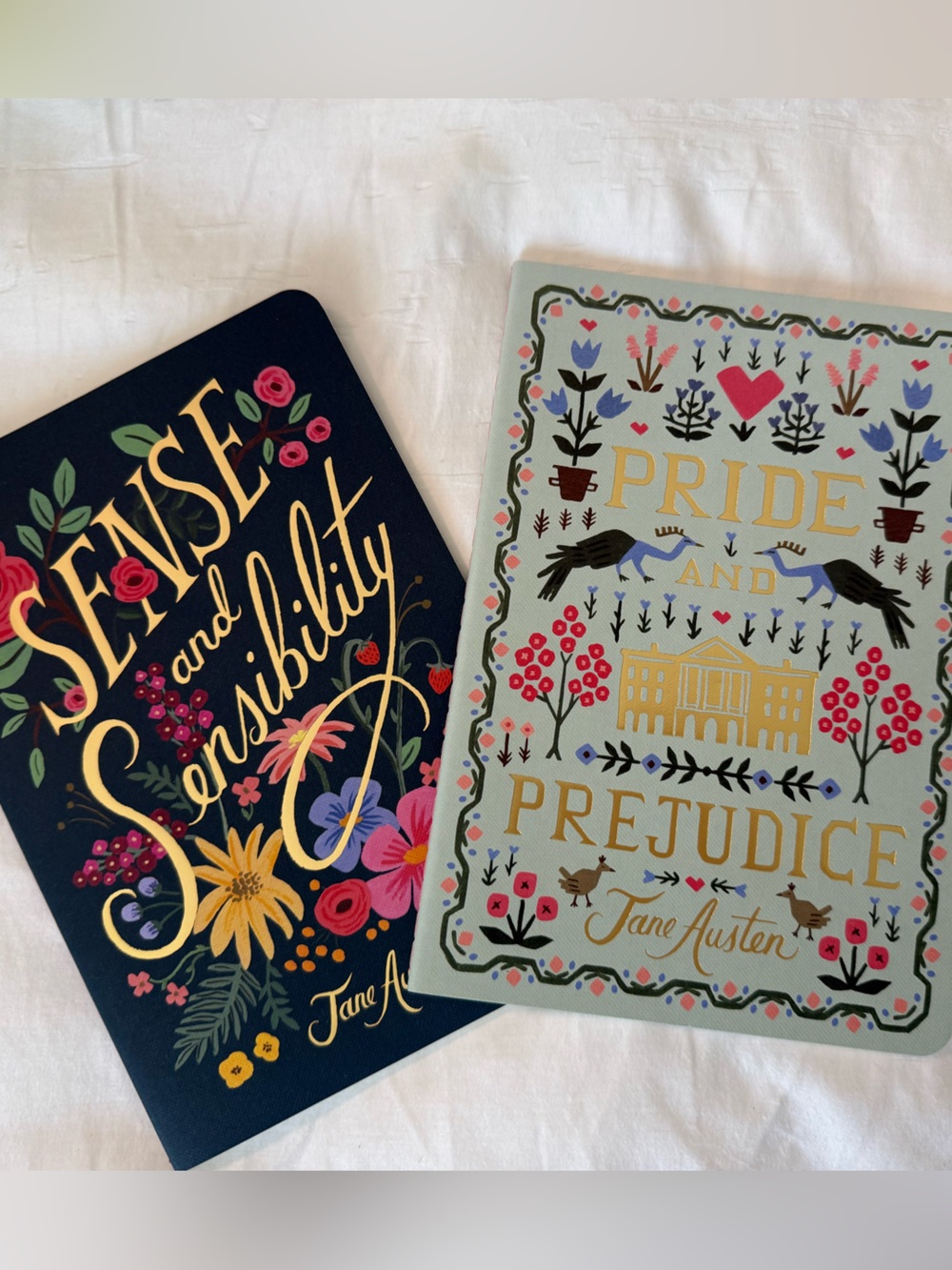 Rifle Paper Co Jane Austen Sewn Notebooks with gold foil detailing